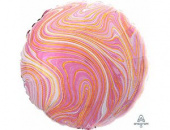 Шар фольга с рисунком 18''/An круг мрамор Pink