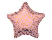 Шар фольга с рисунком 18''/AG звезда Геометрия розовый