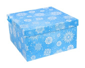 Коробка квадрат Снежинки 19,5х19,5х11см