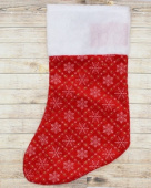 Сапожок для подарков Снежинки, красный 17х43см