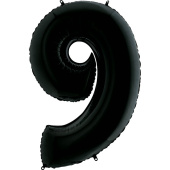 Шар фольга Цифра 40''/GR Черная "9"