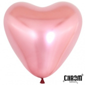 Шар латекс Сердце 12''/Sp хром Розовый (50шт)