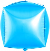 Шар фольга фигура без рисунка 3D Куб Голубой 56см 22'' FL