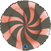 Шар фольга с рисунком 18''/GR круг Леденец конфета Розовое золото серый