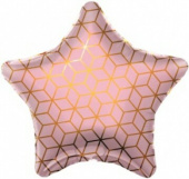 Шар фольга с рисунком 18''/AG звезда Геометрия розовый