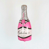 Шар фольга мини Бутылка Веселый праздник розовый
