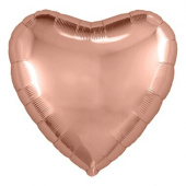 Шар фольга без рисунка 18'' сердце Розовое Золото Rose Gold металлик AG