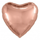 Шар фольга без рисунка 9'' сердце Розовое Золото с клапаном AG