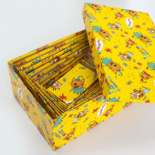 Коробка прямоугольная Три Кота С Днем Рождения! Желтый 36х26х12см (уп10)