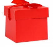 Коробка сборная Классика красный 10х10х10см с лентой