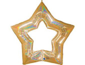 Шар фольга Звезда контур Золото Gold блеск 48" GR