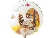 Шар фольга с рисунком 18''/ВЗ круг Поздравляю Собака с цветком