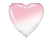 Шар фольга без рисунка 18'' сердце градиент Бело Розовый Fm