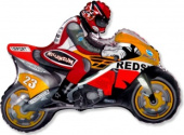 Шар фольга фигура Мотоциклист Байк Оранжевый 31'' 79см Fm