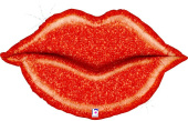 Шар фольга фигура Губы Красный Голография 39" 99см GR