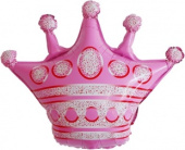 Шар фольга фигура Корона Розовый 30'' 76см FL