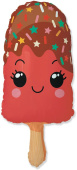 Шар фольга фигура Мороженое Эскимо красное 33" 85х43см Fm