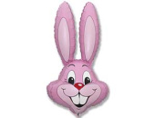 Шар фольга фигура голова Кролик розовый 35" 90смх23" 58см Fm