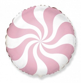 Шар фольга с рисунком 18''/Fm круг Леденец конфета Розовый