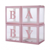 Коробка сюрприз для воздушных шаров 30х30х30см BABY Розовые грани прозрачный в упаковке (уп4) /ВолВе Коробка сюрприз для воздушных шаров 30х30х30см BABY Розовые грани прозрачный в упаковке (уп4) /ВолВе