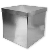 Коробка сюрприз для воздушных шаров 60х60х60см металик Серебро