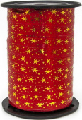 Лента бобина 1смх91,44м металлик Золотые искры Красный
