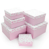 Коробка квадрат Нежные единороги Розовый 25х25х15см набор 6 в1