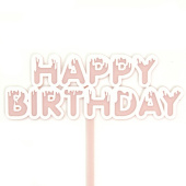Топпер Happy Birthday мороженое розовый 11х11см
