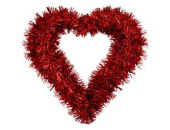 Украшение декор подвесной Сердце мишура красное 44см