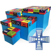 Коробка куб WOW - Сюрприз Яркиесмайлы Синий 21х21х21см набор 5 в1