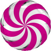 Шар фольга с рисунком 18''/AG круг Леденец конфета ягодный фуксия