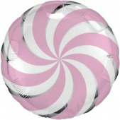 Шар фольга с рисунком 18''/Fm круг Леденец конфета Розовый