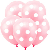 Шар латекс 12"/ВС пастель Горох розовый Розовый 5ст новорожденный 100шт