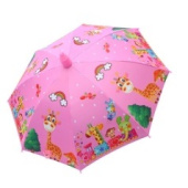 Зонтик полуавтомат с чехлом розовый Животные