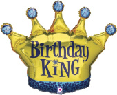 Шар фольга фигура Корона День Рождения Короля Синий Золото Голография 36'' 91см Gr