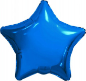 Шар фольга без рисунка 30" звезда металлик Синяя Blue AG Россия