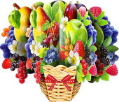 Украшение декор бумага Корзинка с фруктами ягодами