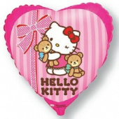 Шар фольга с рисунком 18''/Fm сердце Hello Kitty Китти с мишками