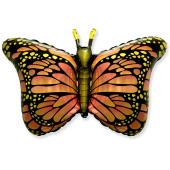 Шар фольга фигура Бабочка монарх Оранжевый 38'' Fm 60х97см