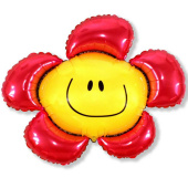 Шар фольга фигура Цветочек солнечная улыбка красный 88х104см 139л 35"х41" Fm
