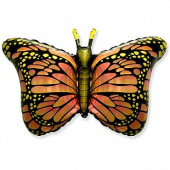 Шар фольга фигура Бабочка монарх оранжевая 38" 60х97см Fm