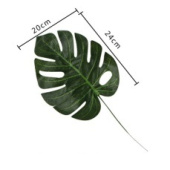 Украшение декор Листья Тропические ткань зеленые Монстера 24х20см