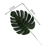 Украшение декор Листья Тропические ткань зеленые Монстера 20х17см