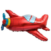 Шар фольга фигура Самолет красный с пропеллером 38'' 97см ВС