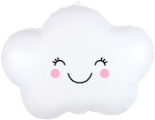 Шар фольга фигура Облако с глазами улыбка Счастливое белое 19'' 48см