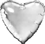 Шар фольга без рисунка 30" сердце металлик Серебро Silver AG