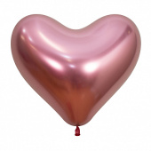 Шар латекс Сердце 14"/Sp хром Рефлекс Зеркальный блеск Розовый (50шт)