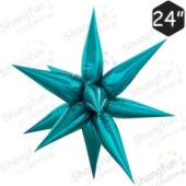 Шар фольга Звезда 3D составная 24'' 66см Бирюза Turquoise упак КА