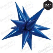 Шар фольга без рисунка фигура звезда составная 24''/66см Синяя КА