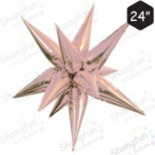 Шар фольга без рисунка фигура звезда составная 24''/66см Розовое золото КА